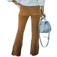 Prednjeg swalda Ženska hlače za bušenje bljeskalice Elastične struk Bell Dno pantalone Visoko struk