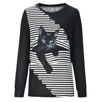 Zodggu Cat Print T Majica Bluza Žene Slim Fashion Dame Košulje Žene Ležerne prilike Ležerne prilike