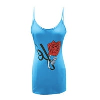 Advoicd Blue Bodycon Haljine za ženska haljina za odmor Boho pamučna haljina za žene Ljeto kratki rukav