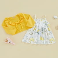 TODDLER GIRL Ljetne odjeće, cvjetni print Cami haljina + set tima dugih rukava