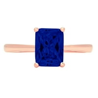 2.0ct smaragdni rez simulirani plavi safir 14K ružičasto zlatni godišnjica ruža za angažman prsten veličine
