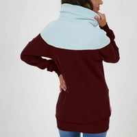 Jakna sa kapuljačom za žene - kap na ramenu puni zip patchwork jednostavno vitko sportske odjeće turtleneck