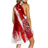 Ženske četvrti julske haljine modne patriotske haljine Grafička haljina za ispis Labavi ugradnju američke