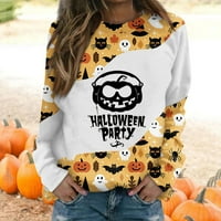 Glam u Ghostly Himyway Duksera sa kapuljačom Ženska modna Halloween Print Dugi rukav Crew pulover TOP