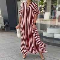 Ženska traka modna strana Stripe Cardigan ženska haljina kratka rukava plus veličina ljetne odjeće za