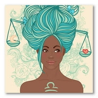 Art DesimanArt Portret afričke američke žene s plavom kosom I Moderna platna zidna umjetnost otiska