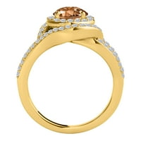 Mauli dragulji za žene 1. karatni dijamant i moragnite prsten 4-prong 14k žuto zlato