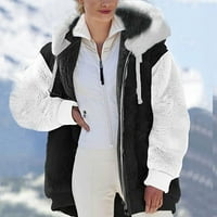 Popust Žene prevelizirani Fuzzy Fleece Otvoreni džepovi sa kapuljačom Kardigan Jakne Loop Sherpa kaput