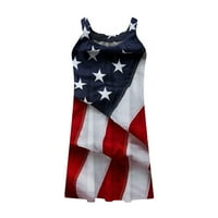 Usmixi ženske haljine za neovisnost 4. jula Patriotski casual labav swing remen mini haljine bez rukava