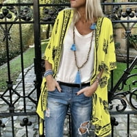 Ženska modna Boho tiskana sunčana krema za sunčanje s malo rukava sa listom čipom Chifron Cardigan majice