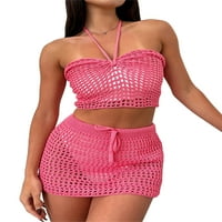 Ženska odjeća set y2k seksi tanka gornja košulja top košulja visokih struka Bodycon mini suknja set