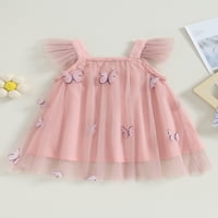 Liacowi Toddler Djevojka za djecu Princess Haljina lete rukave TULLE TUTU A-LINE haljina Ljetna 3D cvijeća