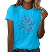 Odeerbi 4. jula Patriotska košulja za žene labave fit košulje ljeto casual dan neovisnosti tiskani okrugli