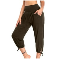 Na klirensu ženske joge Capri hlače elastični viseći struk labav trenerke lagani udobni sat sa džepovima