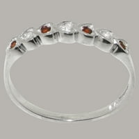 Britanci napravio 14k bijeli zlatni prsten sa kubnim cirkonijom i prirodnim garnatnim ženskim vječnim prstenom - Opcije veličine - veličine 4