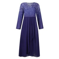 Clearsance Ljetne haljine za žene Dugih rukava Jednostavni temperament Dužina gležnja A-Line V-izrez
