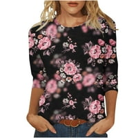 Yyeselk ljetne bluze za žene trendi okrugli rukav na rukama tunike modni slatki cvjetni ispis labavi