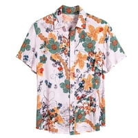 Muška retro cvijeća tiskana majica Havajska majica kratkih rukava Dnevni gumb dolje majica Aloha Lood