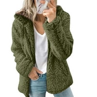 Ženski vrhovi zimski duksevi s dugim rukavima Cardigan džemper casual jakna kaput zelena m