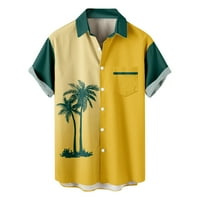 Muške majice Muške modne etničke kratkih rukava Ležerna štamparija Havajska majica Majica Yellow XL