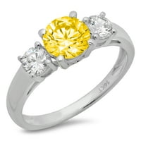 1.5ct okrugli rez žuta simulirana dijamanta 14k bijela zlatna godišnjica Angažovane kamene prstene veličine