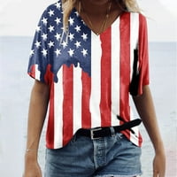 Žene američke zastave T majice ljeto 4. jula Patriotski vrhovi kratki rukav slatka dana za neovisnost