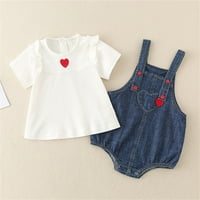 Baby Ljeto Love Ruffle s kratkim rukavima Strip Top trake za penjanje Dnevni odjeća Dnevna odjeća za