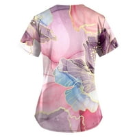 Ženske bluze s kratkim rukavima plus veličina grafički grafički ispise ženske plus majice za ljetne okrugle izreze vrhovi Pink XXL