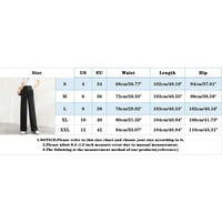 Relanfenk ženske ležerne hlače Ženske široke pantalone za noge visoke elastične struke u stražnjoj poslovnoj radnoj pantalonima duge ravne pantalone za ljeto