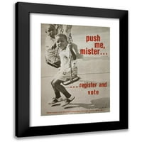 Anonimni crni moderni uokvireni muzej umjetnički print pod nazivom - push me, gospodine registar i glasanje