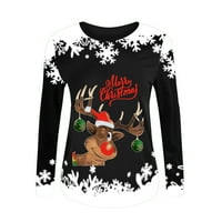 Smihono Cleariance Božićni trendi crtani jelen Merry Christmas Pismo tiskane majice za žene rukav za