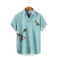 iopqo polo majice za muškarce Muška jednostavna havajska papagaja Ispis majica kratkih rukava, majica kratkih rukava TOP SOLD DOWN COLLAR BLOUSEMENS majice Muške majice svijetlo plava 3xl