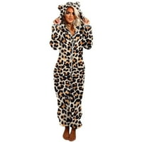 Pidžama za žene ahomtoey unise odrasli leopard Onesie kapuljača pidžama patelica sa dugim rukavima plišani