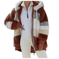 FVWitlyh Womens Tromovi kaput Ženske pune kapuljače Dukseve guste vunene obloge topla zimski jakni kaputi