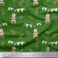 Soimoi Zelena pamučna proizvodna tkanina majmuna i lollipop zabava za ispis tkanine pored dvorišta široko