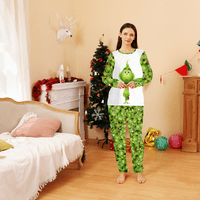 Naughty Božićna porodica Pidžami setovi Božić, podudaranje božićnih padžama hlače-božićne zelene monstrume