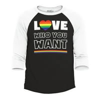 Trgovina4 god muškarci Ljubav TKO ŽELITE GAY LGBTQ PRIDE RAGLAN BASEBALL majica XX-Veliki crno bijeli