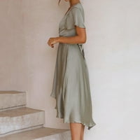 Olive Ležerne haljine za žene Ženska moda Soild Color Print Glitter Party haljina Duboko V izrez Haljina