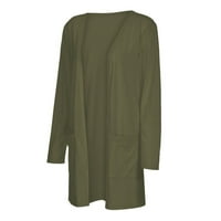 Miayilima Green XXL kardigan za žene džepove kaput dame rukav dugi gornji odjećni kardigan čvrsti ženski