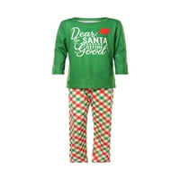 Božićna porodica koja odgovara pidžami postavljena zelena slova Ispis majica s dugim rukavima i rešetke