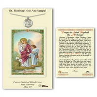 Pewter St. Raphael Archangel Medalja na labicu lite sa molitvom za ST Raphael The Archangel molitvena