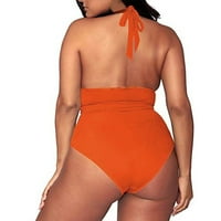Entyinea plus size za kupaće kostimu za žene visoki struk scoop vrat bikini setovi narandžasti xl