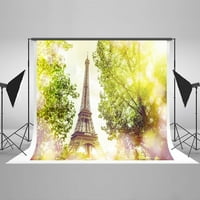 Greendecor Polyster 7x5FT Photography Backdrops Pariz Eiffel Tower Prirodni prizor Sunshine Pozadina
