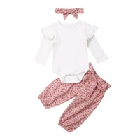 JKERTHERTH BABY Girl Outfits novorođenčad ROMPER + Cvjetni pant + setovi za odjeću za glavu