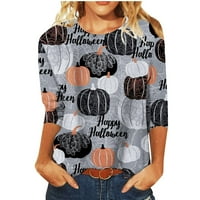 Zunfeo Halloween majice za žene Fall-Sleeve Halloween tiskani pulover Loot Fit izlasci vrhovi smiješni