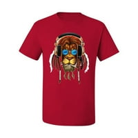 Divlji Bobby, puši lav sa slušalicama i strahom za životinje ljubavnika Muška grafička majica, crvena,