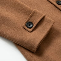 Funicet muški i zimski poslovni vuneni kaput modni dvostruki grudi rever srednjeg duljine kaputa s smeđim