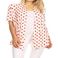 Ženske osnovne kratke rukave labave ležerne prilike Comfy Open Front Polka Dot Summer Cardigan