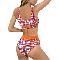 Caveitl kupaći kostim bikini, dame, dame modni ispis prsluk kupaći kostim split bikini ženske kratke veličine kupaćim kostima narančastom