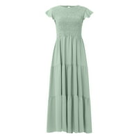 Ljetne haljine za žene kratki rukav Srednja dužina Slobodno vrijeme A-line ispisana haljina za posadu MINT Green XL